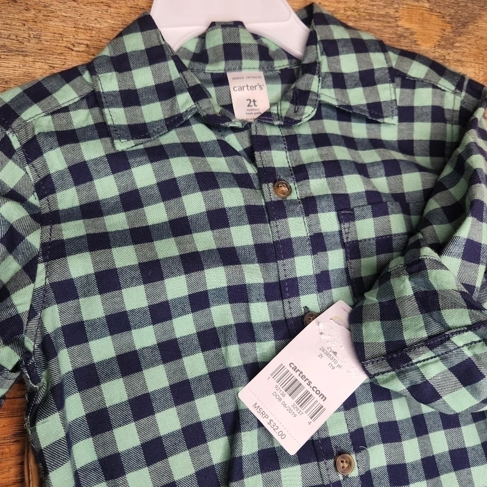 New Carter's Plaid Pants Set. Size 2T